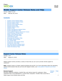 Cisco WebEx Support Center Release Notes and FAQs
