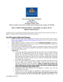 Off-Campus Employment Medical Meal Plan Reduction Policy