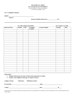 Cash Deposit Transmittal