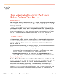Cisco Virtualization Experience Infrastructure Delivers Business Value, Savings