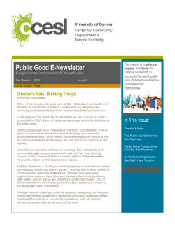 Fall 2009 Public Good Newsletter (PDF)