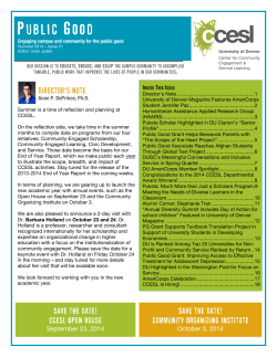 Summer 2014 Public Good Newsletter (PDF)