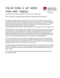 "You've done a lot more than waiting tables" (PDF)
