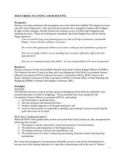 State Planning and Budgeting