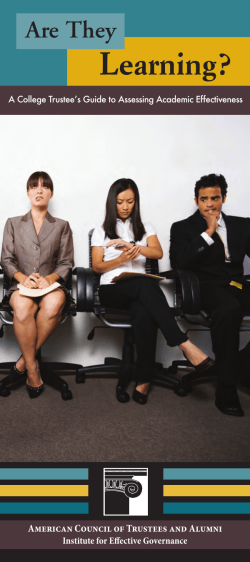 Are They Learning? A College Trustee's Guide to Academic Effectiveness