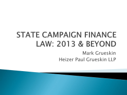 State Campaign Finance Law: 2013 and Beyond