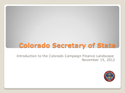 Introduction to the Colorado Campaign Finance Landscape