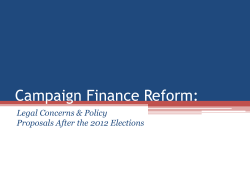 Campaign Finance Reform: Legal Concerns and Policy Proposals After the 2012 Elections