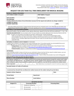 Less than Full-Time Enrollment Form - Medical Reasons