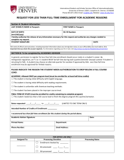 Less than Full-Time Enrollment Form - Academic Reasons