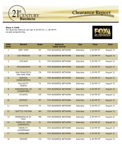 East Coast TV Schedule