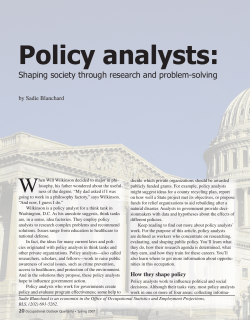 Policy analysts: Shaping society through research and problemsolving
