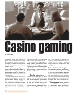 Casino gaming occupations: A jackpot for jobseekers
