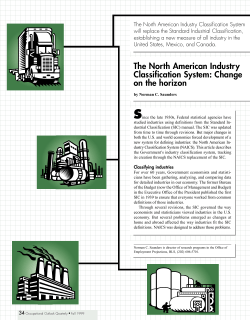 The North American Industry Classification System: Change on the horizon