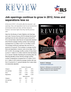 Job openings continue to grow in 2012, hires and separations less so
