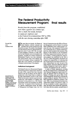 The Federal Productivity Measurement Program: Final Results. May 1997.