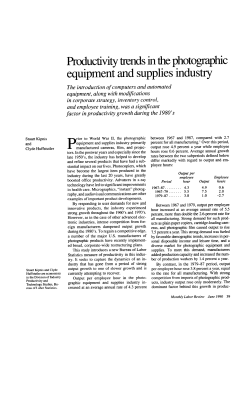 Productivity Trends in the Photographic Equipment and Supplies Industry. June 1990.