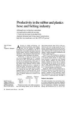 Productivity in the Rubber and Plastics Hose and Belting Industry. July 1990.