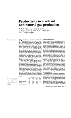 Productivity in Crude Oil and Gas Production, 1959&ndash;1990. March 1992.