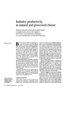 Industry Productivity in Natural and Processed Cheese. April 1993.