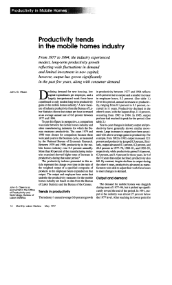 Productivity Trends in the Mobile Homes Industry. May 1997.