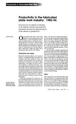 Productivity in the Fabricated Plate Work Industry: 1982&ndash;94. May 1997.