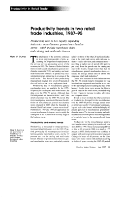 Productivity Trends in Two Retail Trade Industries, 1987&ndash;95. July 1997.