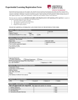 Experiential Learning Registration Form