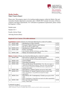 Media Studies progress review form (MAJOR)