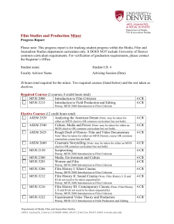 Film Studies Production Progress Review form (MINOR)