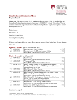Film Studies Production Progress Review form (MINOR)