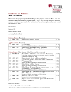 Film Studies Production Progress Review Form (MAJOR)