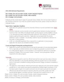 Admission Requirements Deadlines