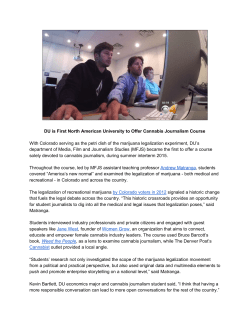 DU is First North American University to Offer Cannabis Journalism Course