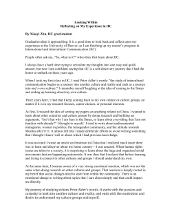 Looking Within: Reflecting on my experience in IIC, by Xiaoyi Zhu, IIC grad student