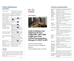 LIVRET DE R&Atilde;&permil;F&Atilde;&permil;RENCE Guide d'utilisation des t&Atilde;&copy;l&Atilde;&copy;phones IP Cisco Unified 6921, 6941, 6945 et 6961 pour Cisco Unified Communications Manager 8.5 (SCCP et SIP)