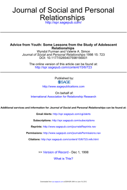 Advice from youth: Some lessons from the study of adolescent relationships.