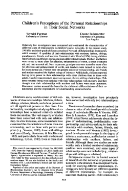 Children's perceptions of the personal relationships in their social networks