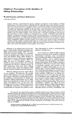 Children's perceptions of the qualities of sibling relationships