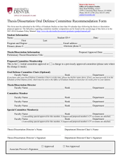 Thesis/Dissertation Oral Defense Committee Recommendation Form