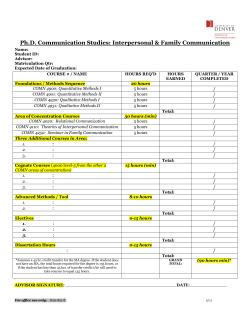 Ph.D. Communication Studies: Interpersonal and Family Communication