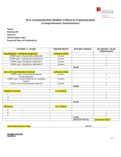 M.A. Communication Studies: Culture and Communication (Comprehensive Examination)