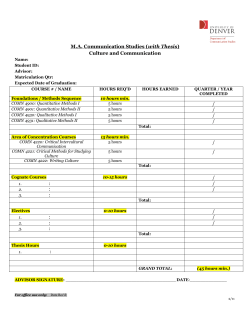 M.A. Communication Studies: Culture and Communication (Thesis)