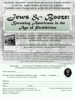 Jews Booze: Becoming Americans in the Age of Prohibition