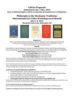 Call for Proposals: Philosophy in the Abrahamic Traditions Workshop on al-Ghazali