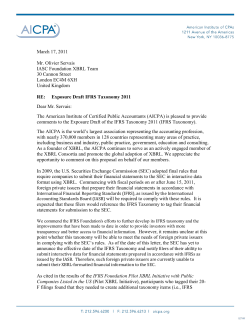 AICPA Issues Comment Letter on 2011 IFRS Taxonomy Exposure Draft