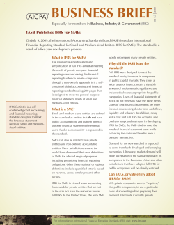 AICPA Business Brief IASB Publishes IFRS for SMEs