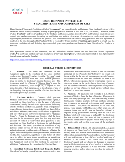 Cisco IronPort Systems LLC Standard Terms and Conditions of Sale