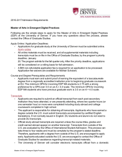 2016-2017 Admission Requirements