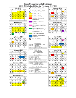 Ricks Center Calendar at a glance